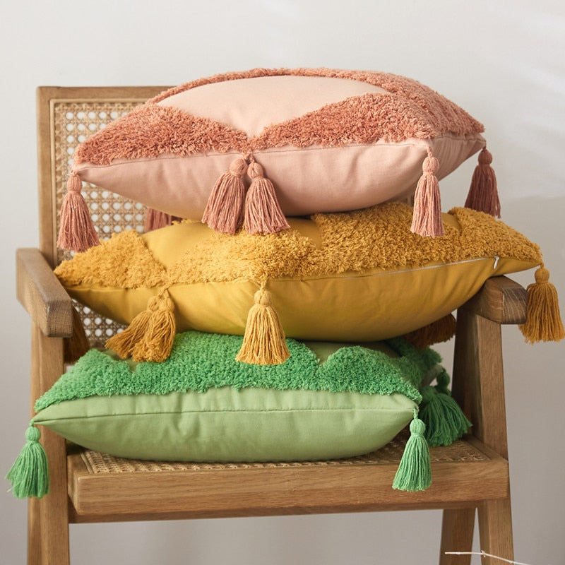 Sunshine Tufted Cotton Pillow Cover