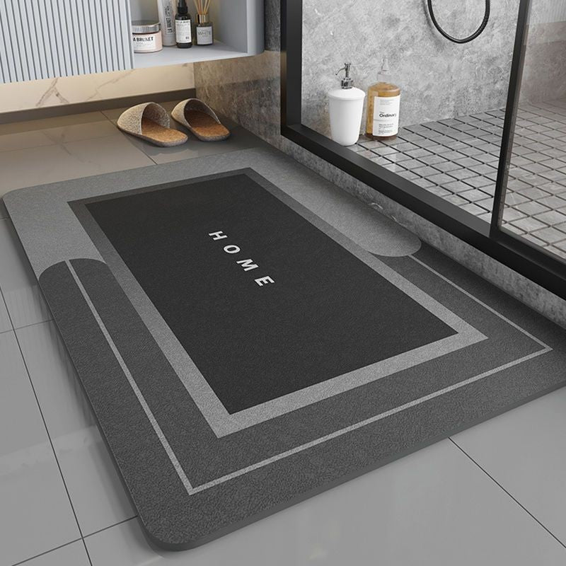 Super Absorbent Non Slip Bath Mat Black Rectangle