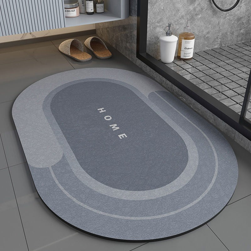 Super Absorbent Non Slip Bath Mat Blue Oval