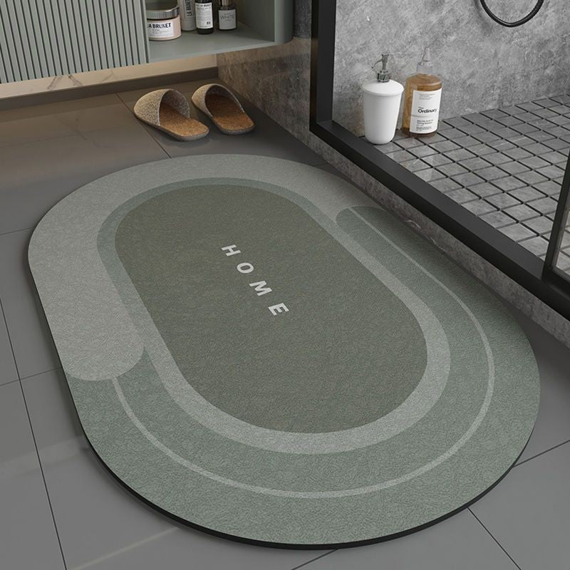 Super Absorbent Non Slip Bath Mat Green Oval