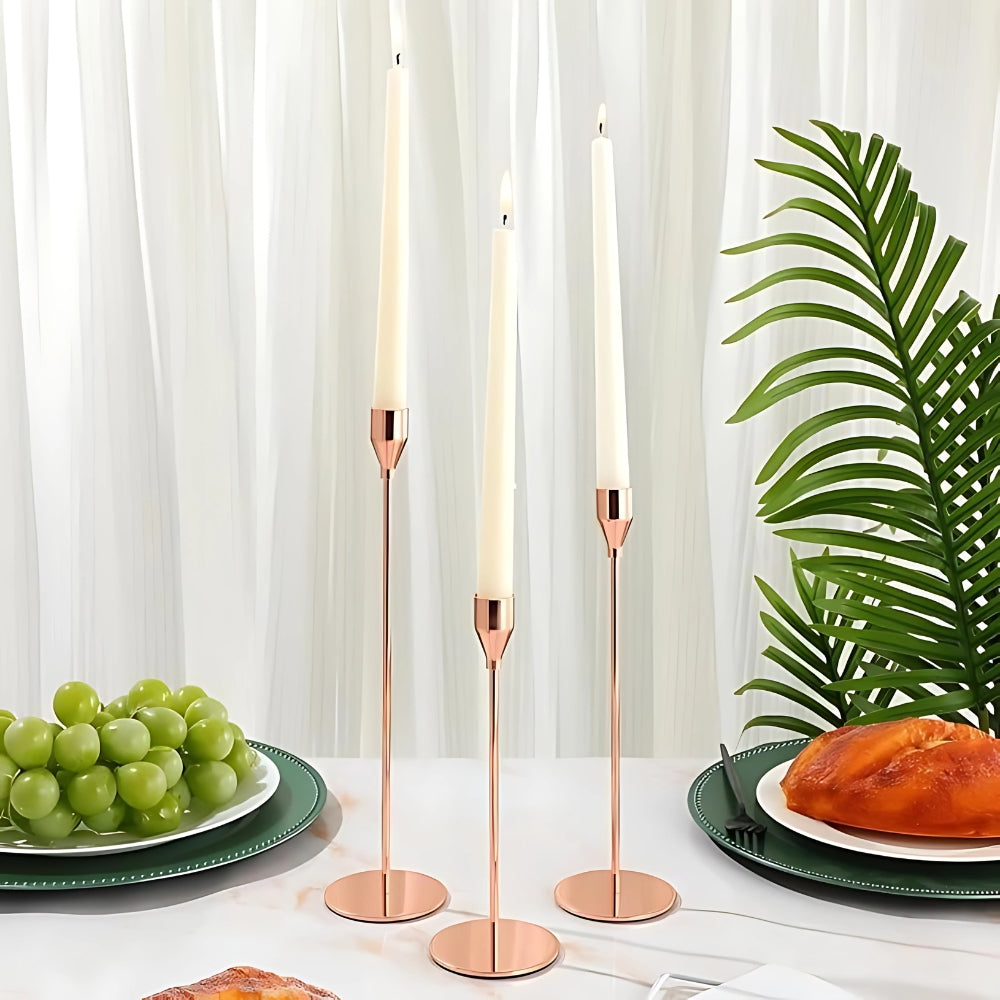Tall & Chic Trio Candle Holder Set Rose Gold
