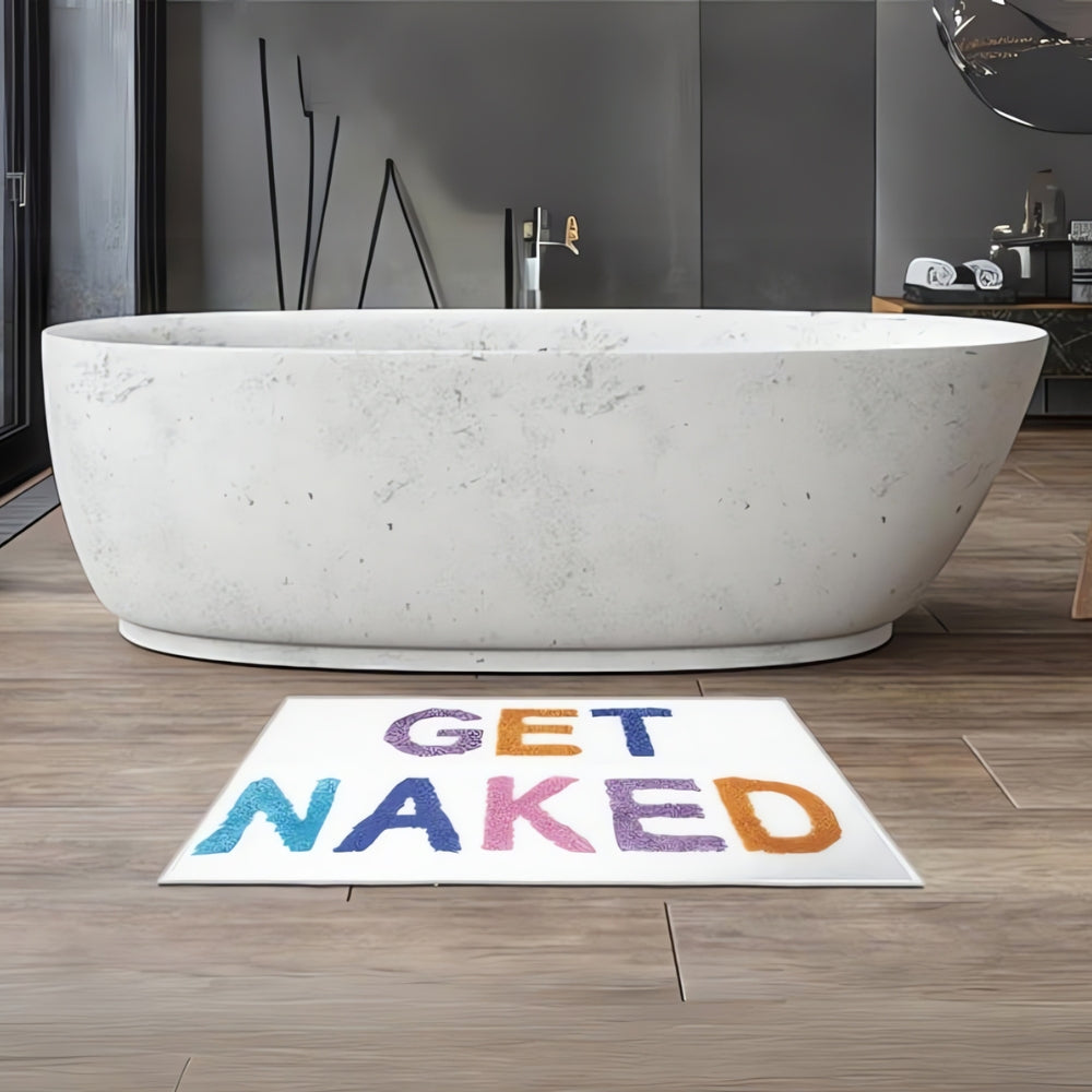 "Get Naked" Funny Bathroom Mat Color Splash