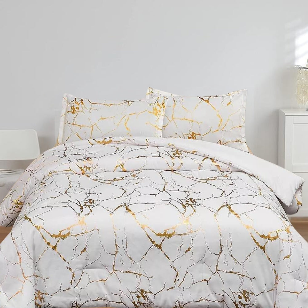 Lux Marble Premium Duvet Cover Set White