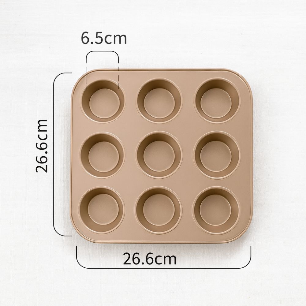Sweet Bake Cupcake & Muffin Tray Pan Gold 9 holes