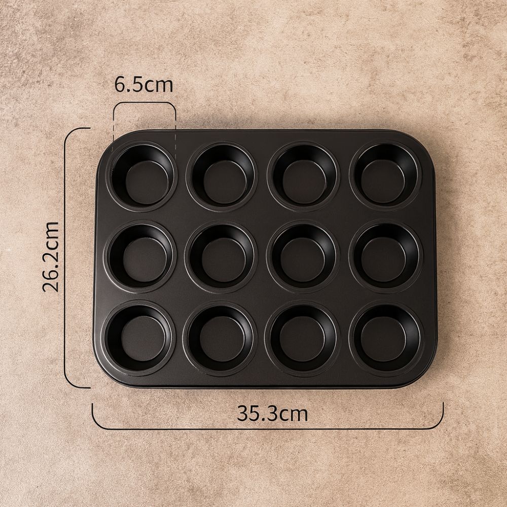 Sweet Bake Cupcake & Muffin Tray Pan Black 12 holes