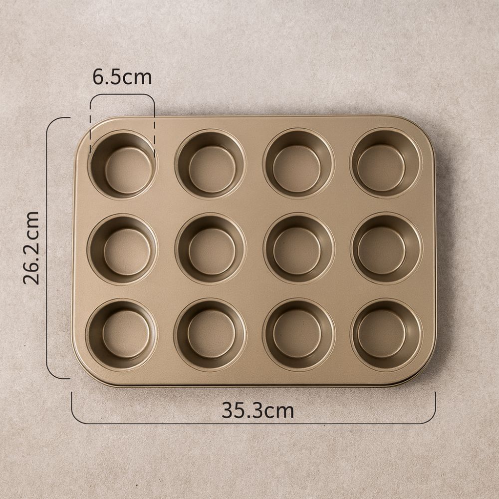 Sweet Bake Cupcake & Muffin Tray Pan Gold 12 holes