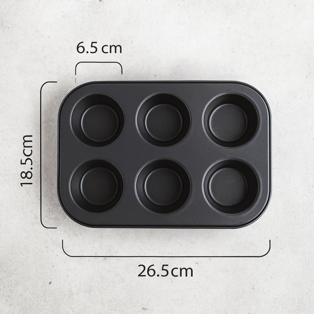 Sweet Bake Cupcake & Muffin Tray Pan Black 6 holes