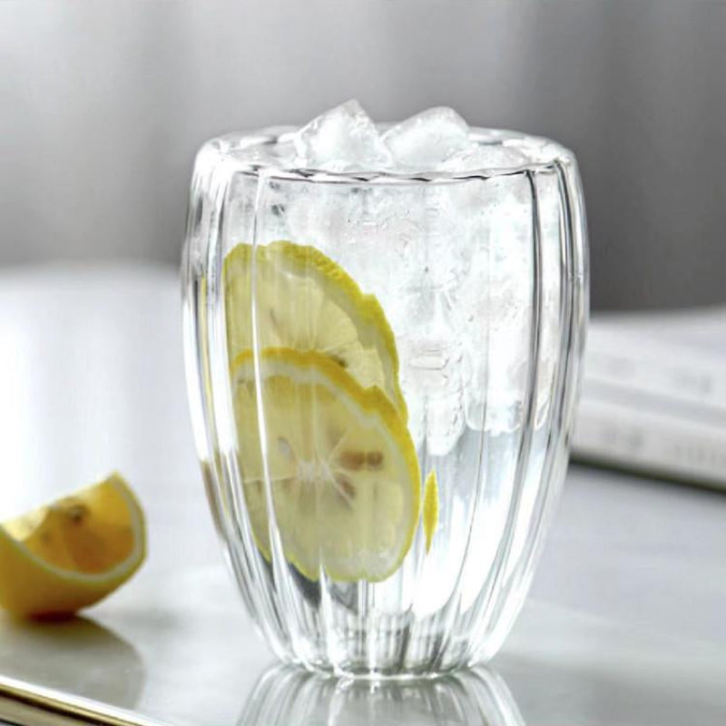 Swirl Double Layer Ripple Glass Cup Medium