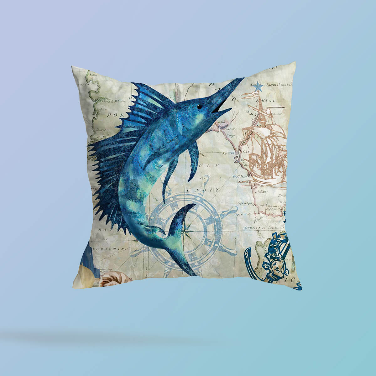 Atlantic Ocean Life Cushion Covers Atlantic Swordfish