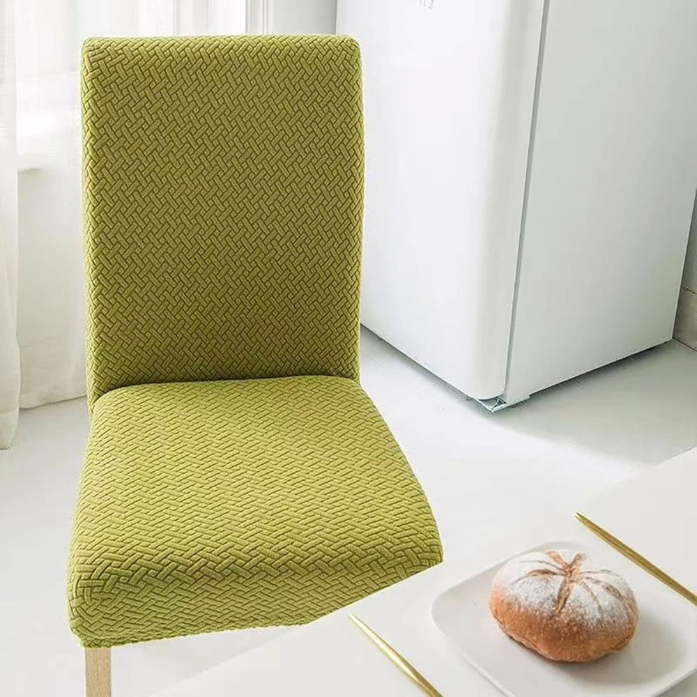 Sylva Jacquard Velvet Stretch Dining Chair Cover Olive Green