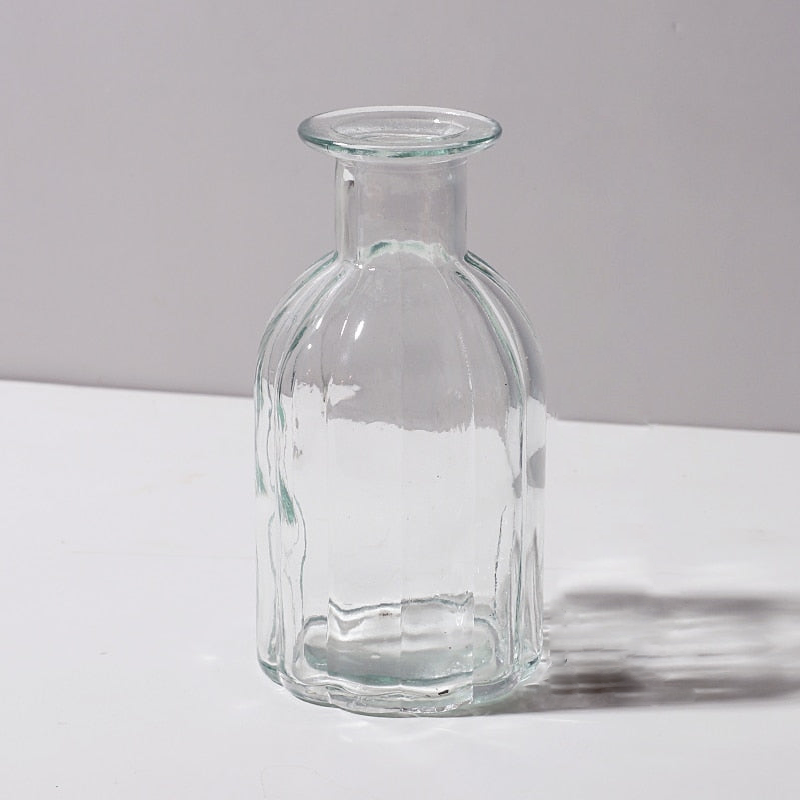 Sylvie Glass Flower Vase Clear Ridged