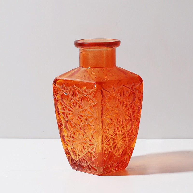 Sylvie Glass Flower Vase Orange Textured
