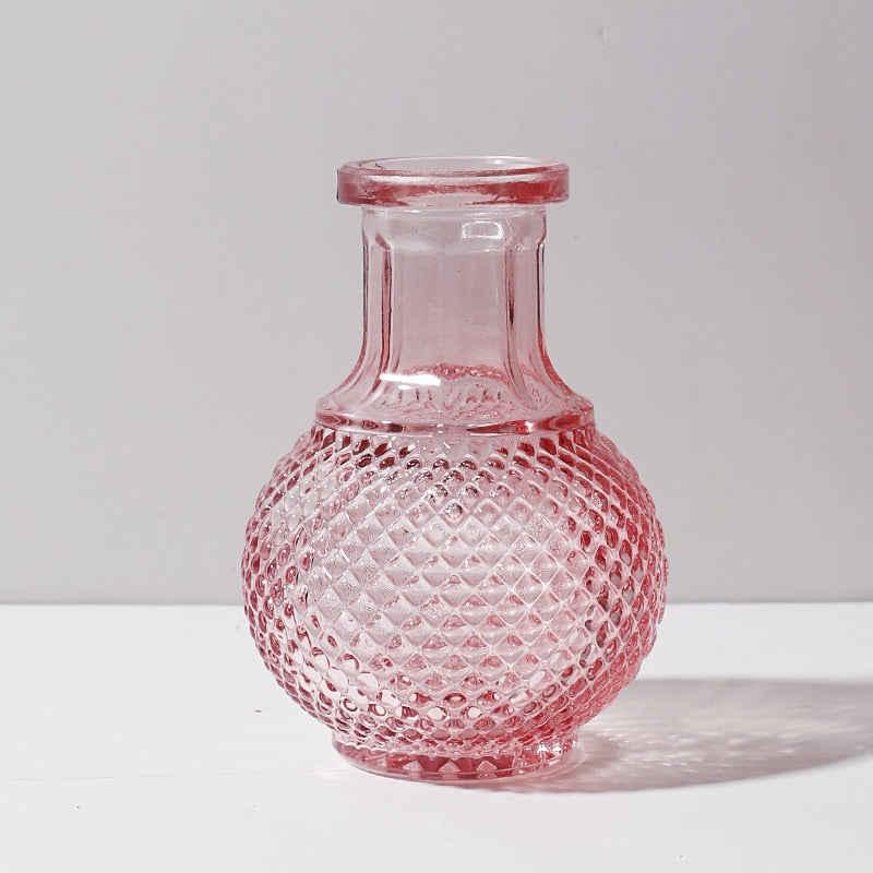 Sylvie Glass Flower Vase Pink Textured