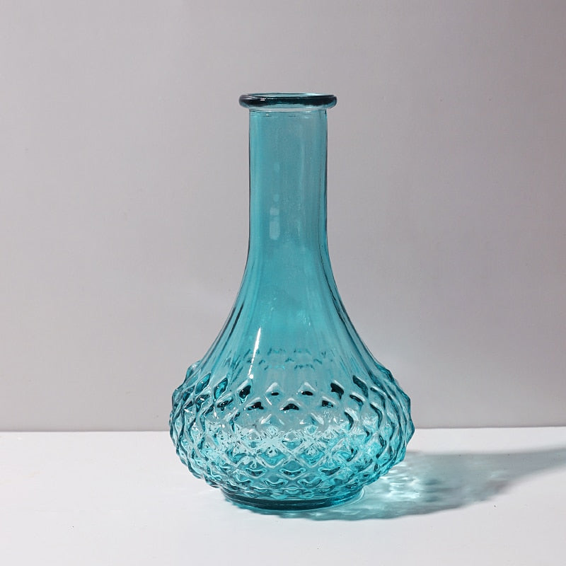 Sylvie Glass Flower Vase Blue Textured