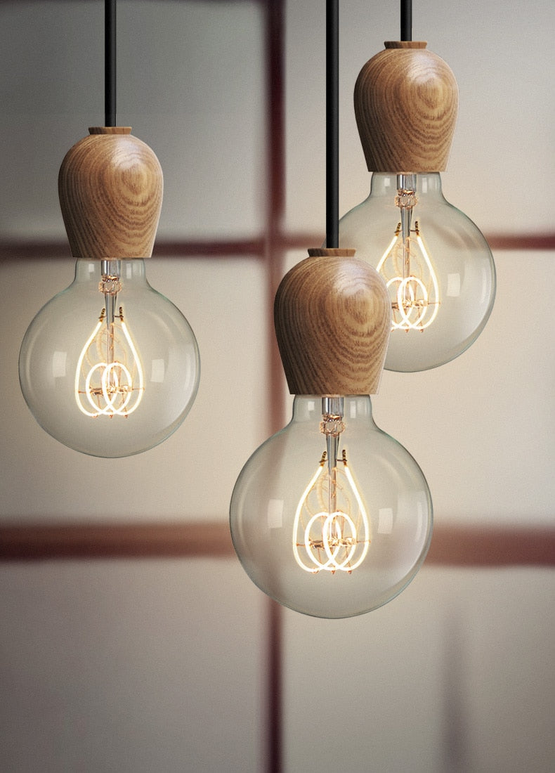 Tapered Wood Pendant Light Socket
