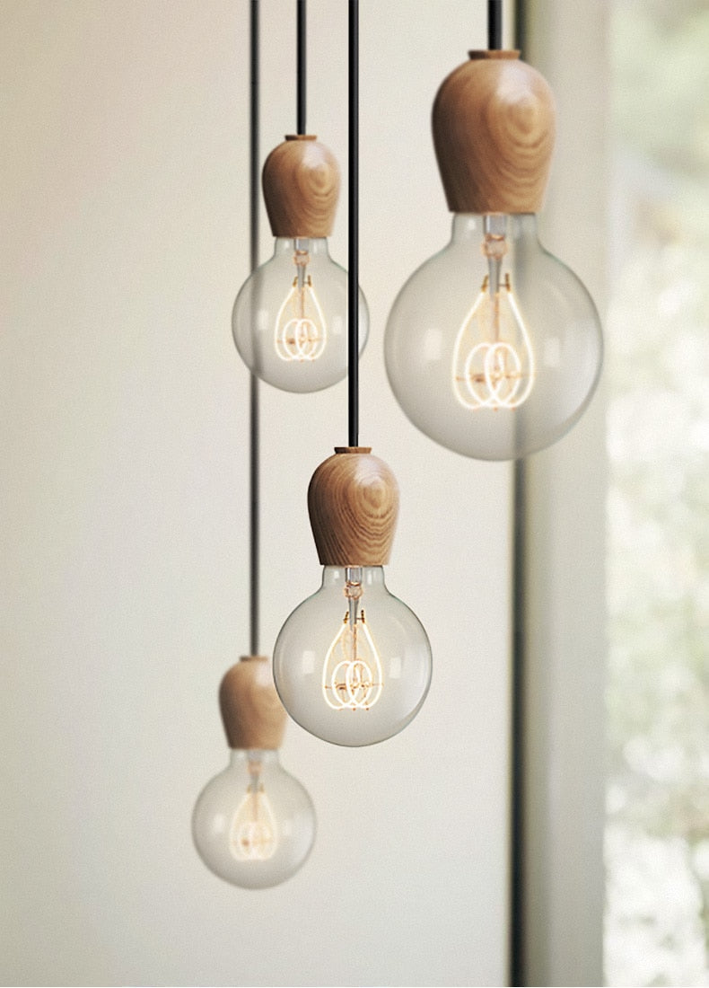 Tapered Wood Pendant Light Socket