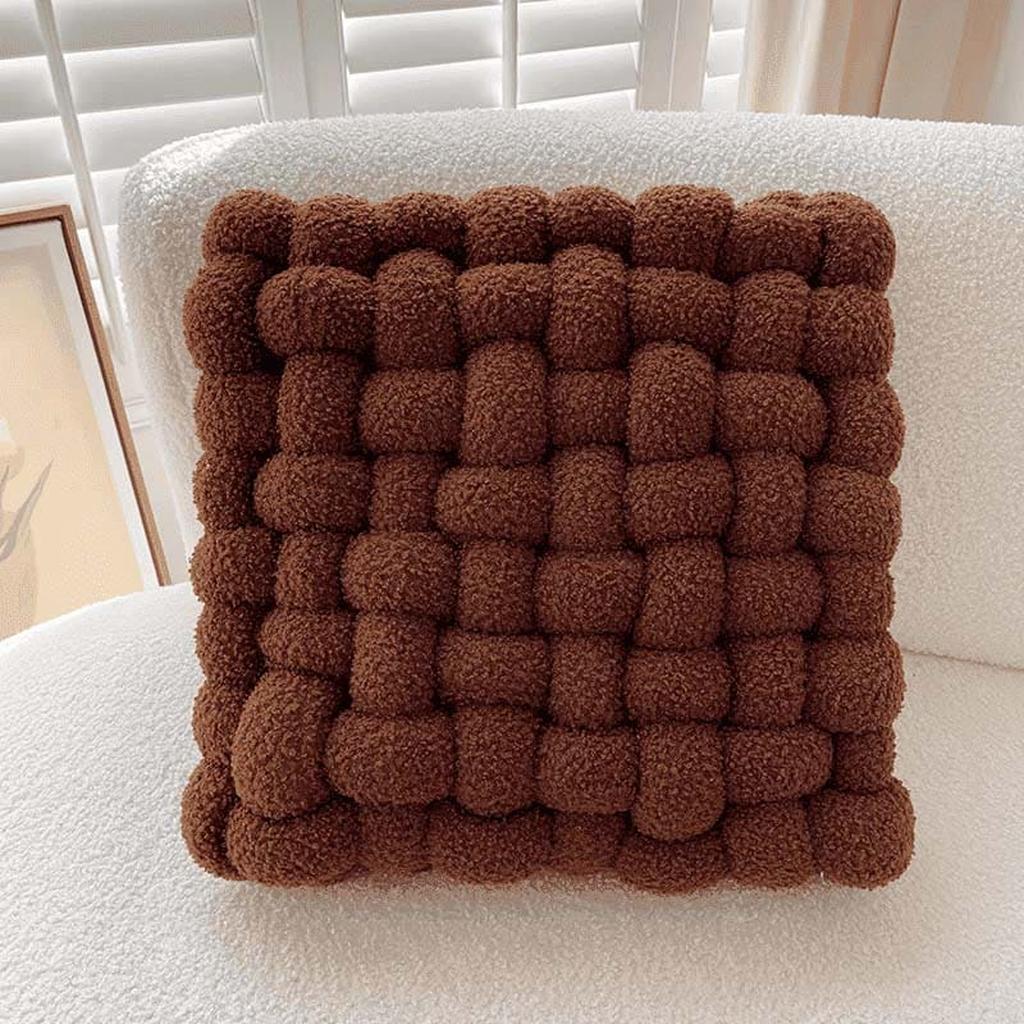 Handmade Teddy Braided Cushion Brown