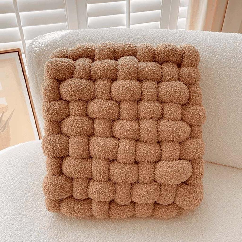 Handmade Teddy Braided Cushion Coffee