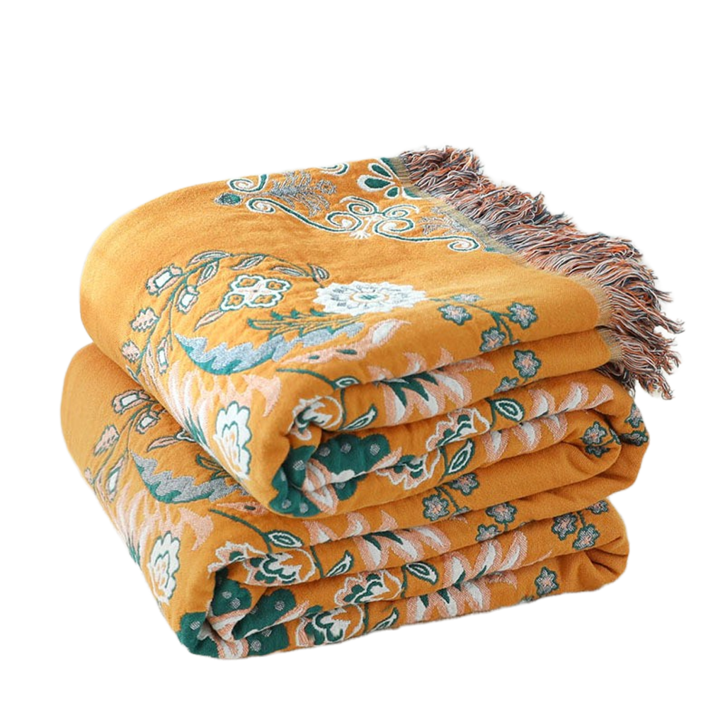 Terracotta Reversible Blanket Couch Throw Yellow