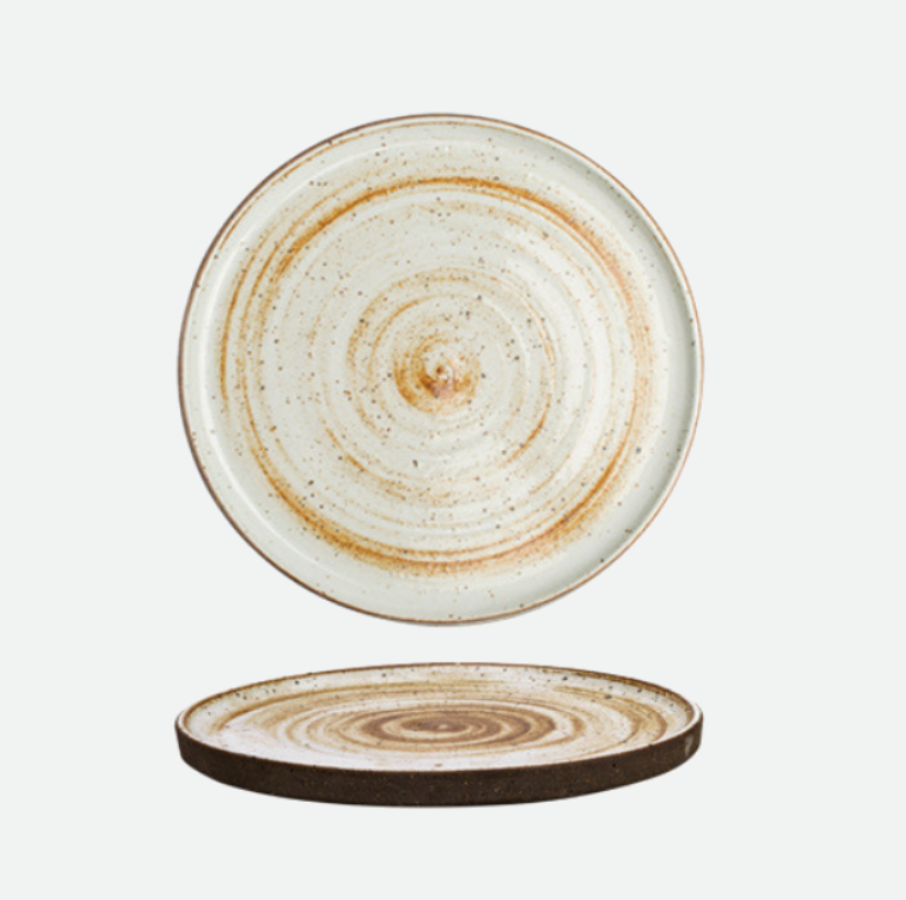 Terre Ceramic Porcelain Dinnerware Flat Plate Large
