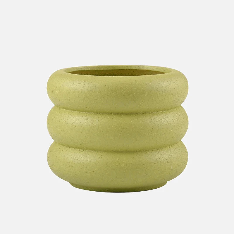 Textured Colorful Rounds Bubble Planter Pot Green