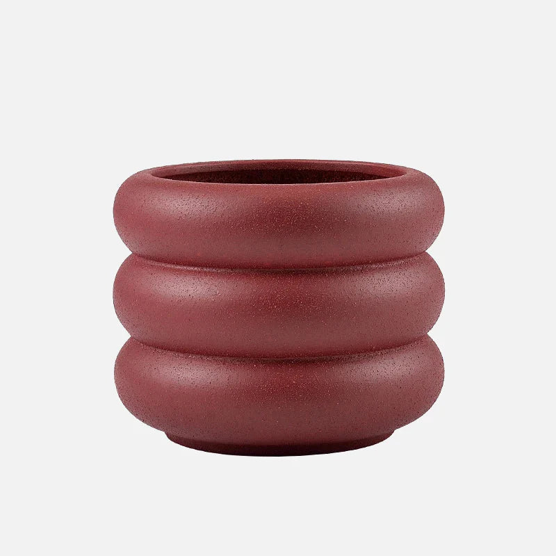 Textured Colorful Rounds Bubble Planter Pot Burgundy