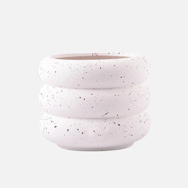 Textured Colorful Rounds Bubble Planter Pot White with Speckles