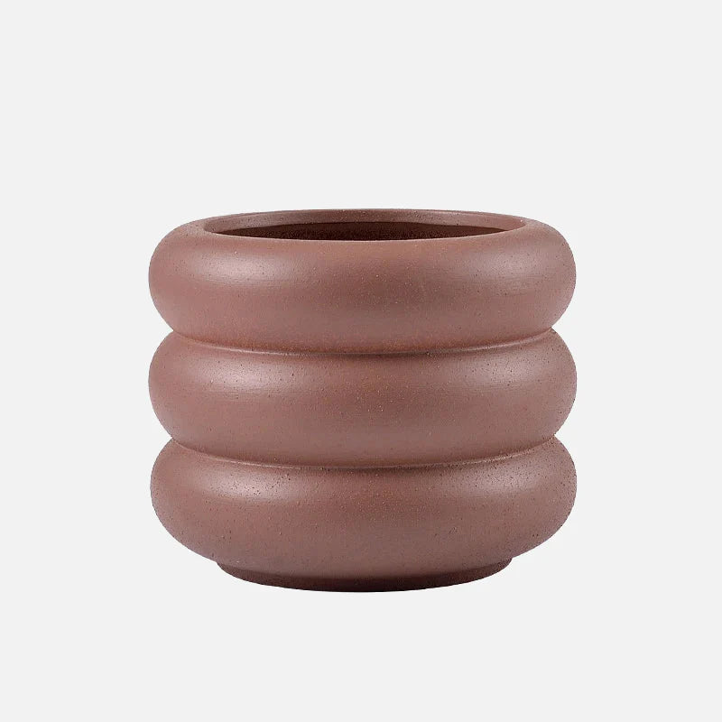 Textured Colorful Rounds Bubble Planter Pot Brown