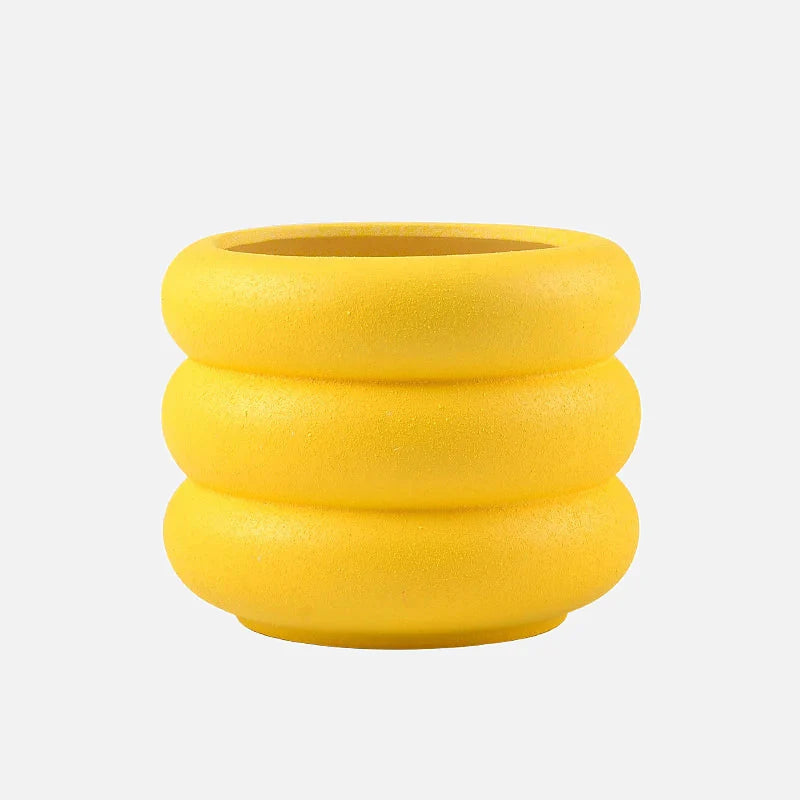 Textured Colorful Rounds Bubble Planter Pot Yellow