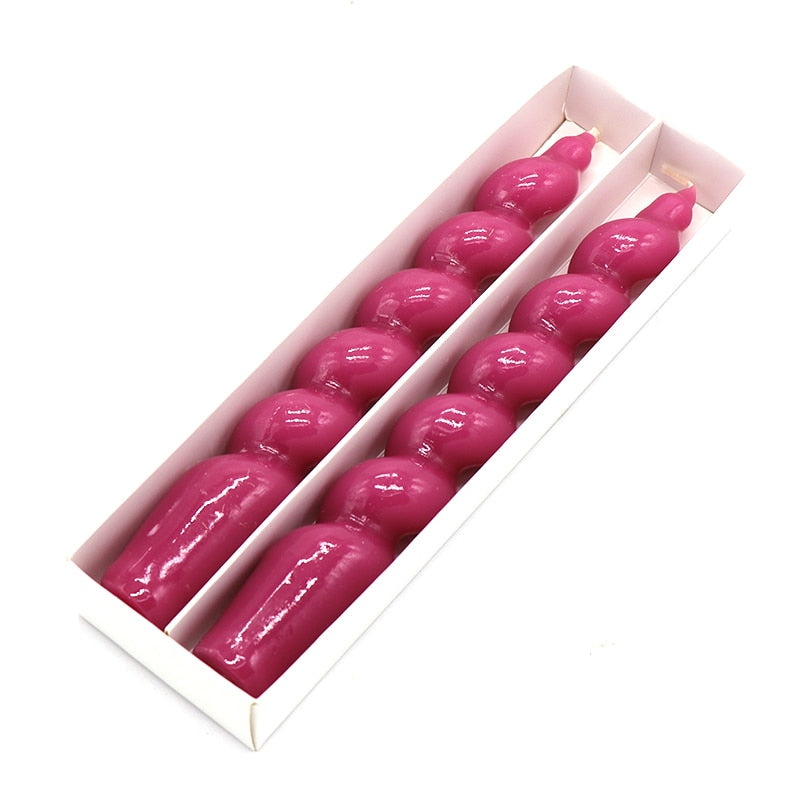 Thick Spiral Decorative Candle 2 Piece Set Plum Spiral 2PC