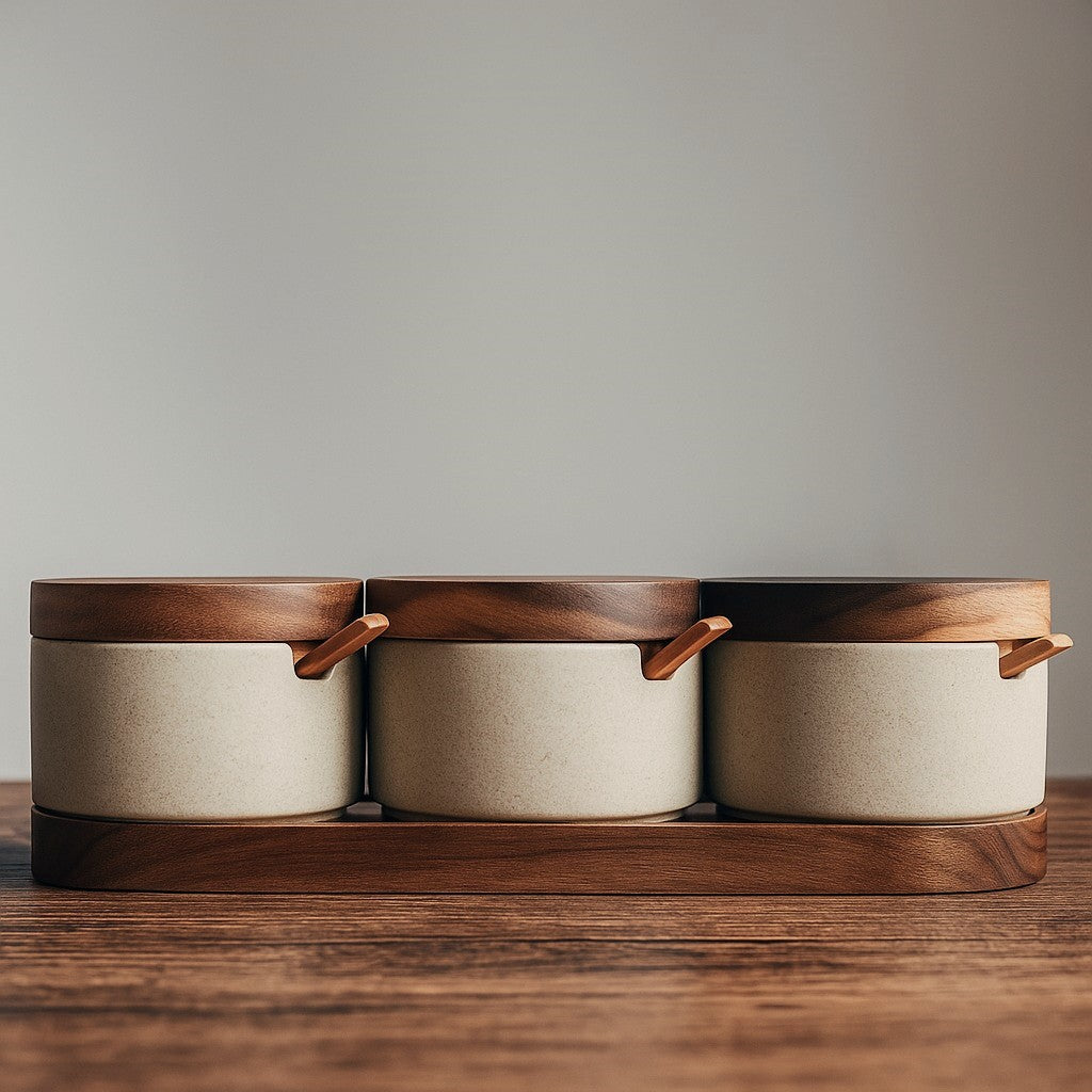 Nara Ceramic Jar & Oil Pot Set 3 Ceramic Jars