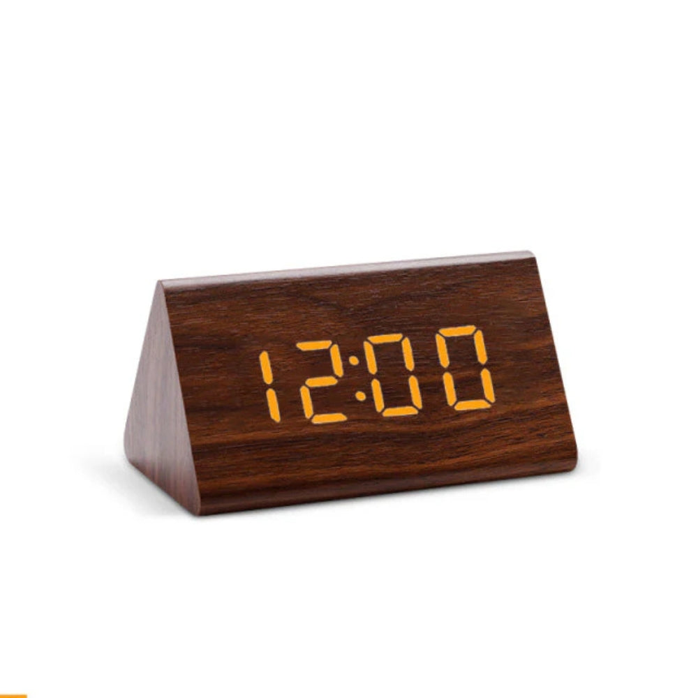 Elora Wooden LED Alarm Clock Digital Display Walnut Amber