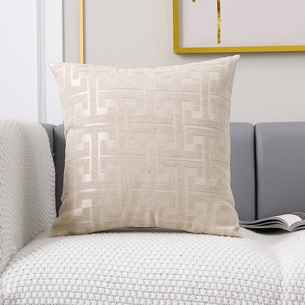 Timeless Maze Pattern Cushion Cover Ivory Labyrinth