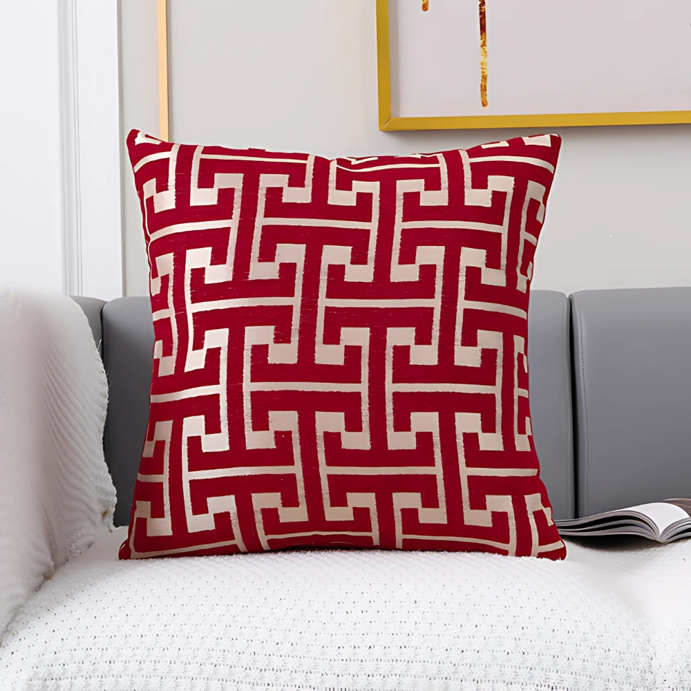 Timeless Maze Pattern Cushion Cover Ruby Weave