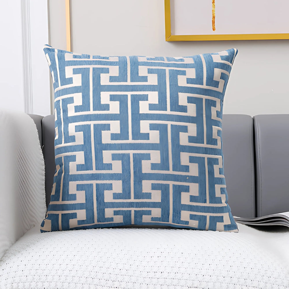 Timeless Maze Pattern Cushion Cover Ocean Path
