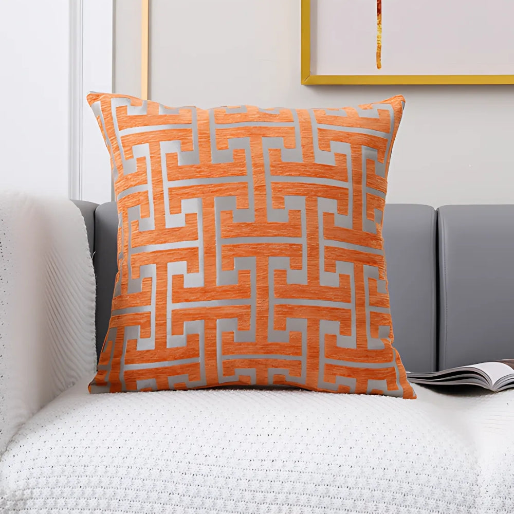 Timeless Maze Pattern Cushion Cover Amber Grid