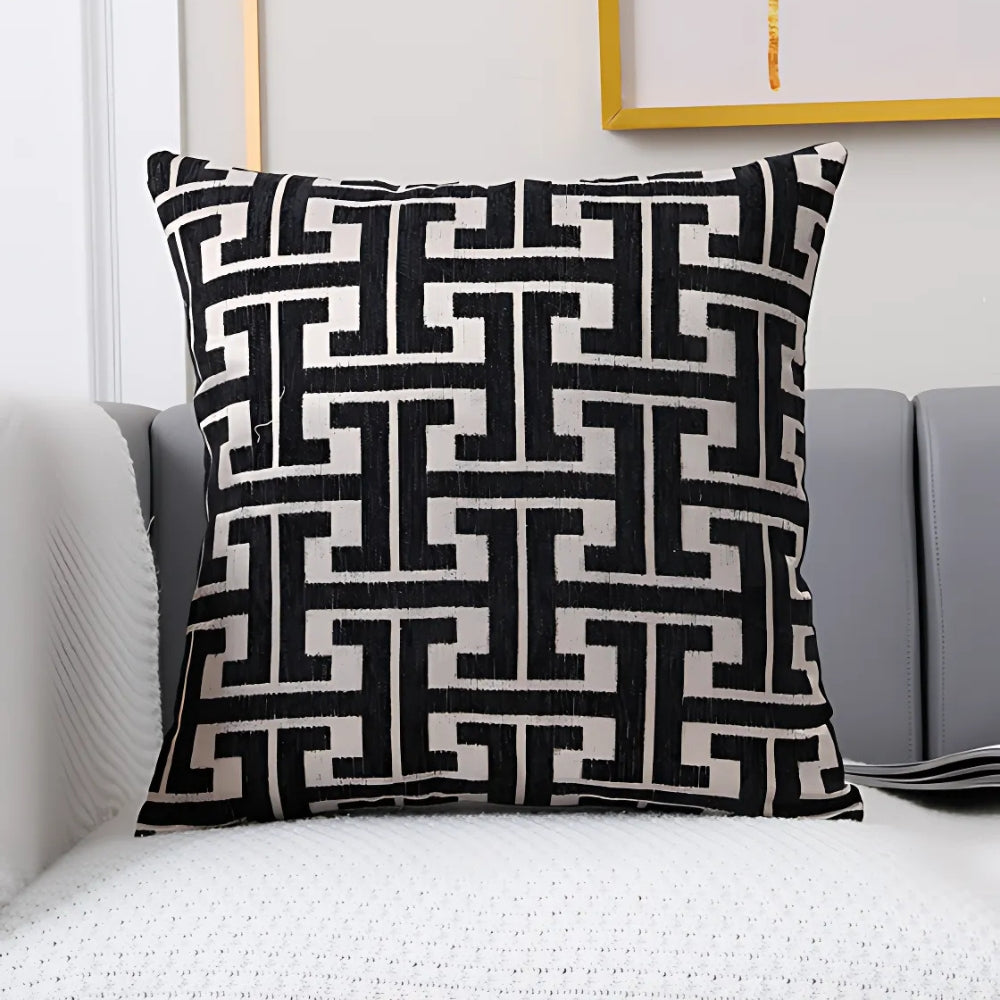 Timeless Maze Pattern Cushion Cover Midnight Maze