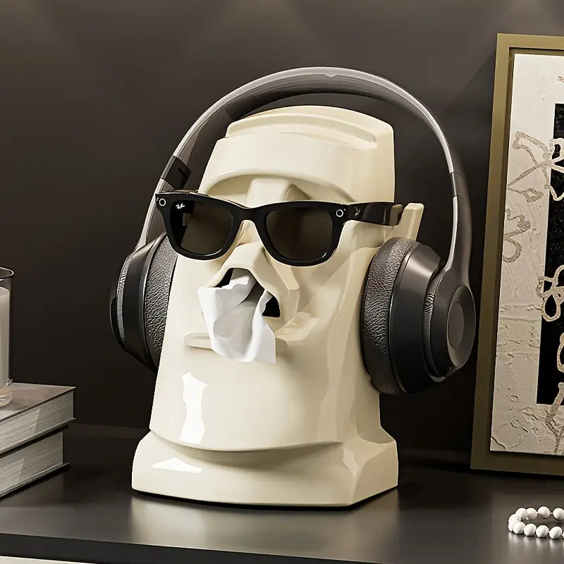 Moai Box™ - Tissue & Storage Accent Beige White