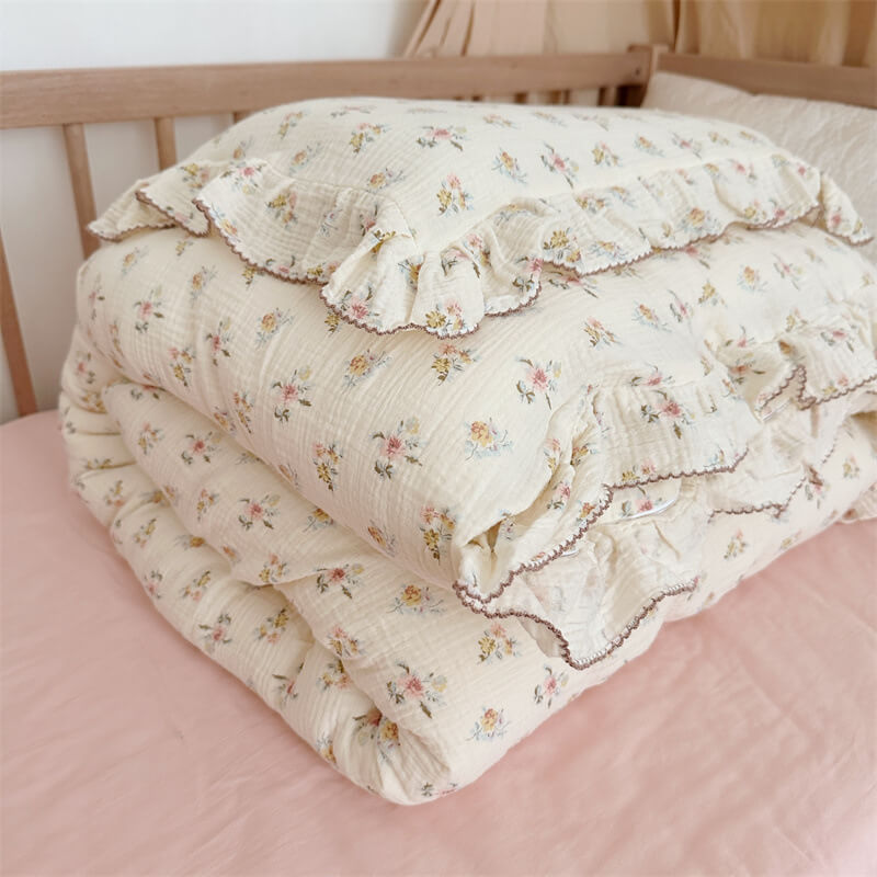 Azalea Floral Duvet Cover Set – Ruffled Cotton Muslin