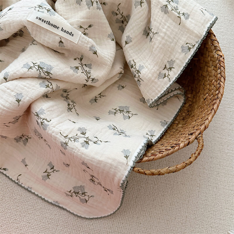 Hyacinth Floral Muslin Toddler Blanket & Pillow Set – 47″×51″