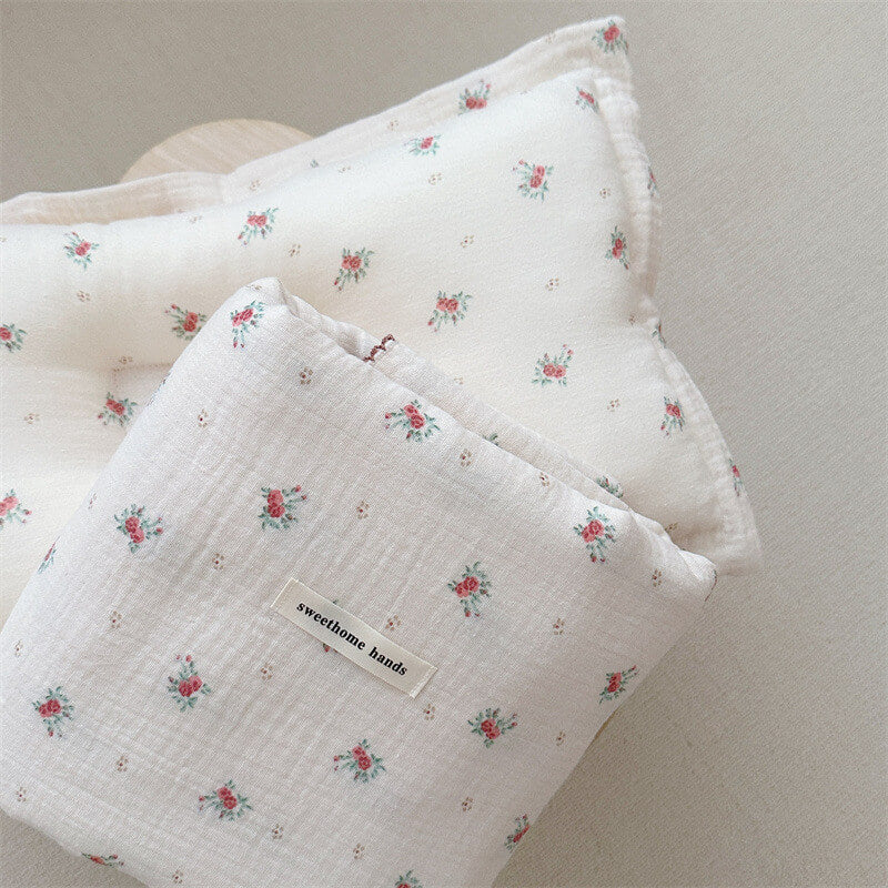 Tiny Rose Muslin Toddler Blanket & Pillow Set