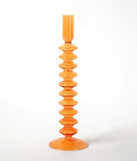 Trampoline Glass Candle Holders - Final Sale Accordion Orange