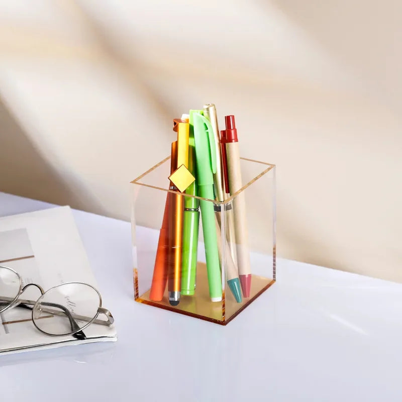 Transparent Color Acrylic Pen Holder Small Transparent brown
