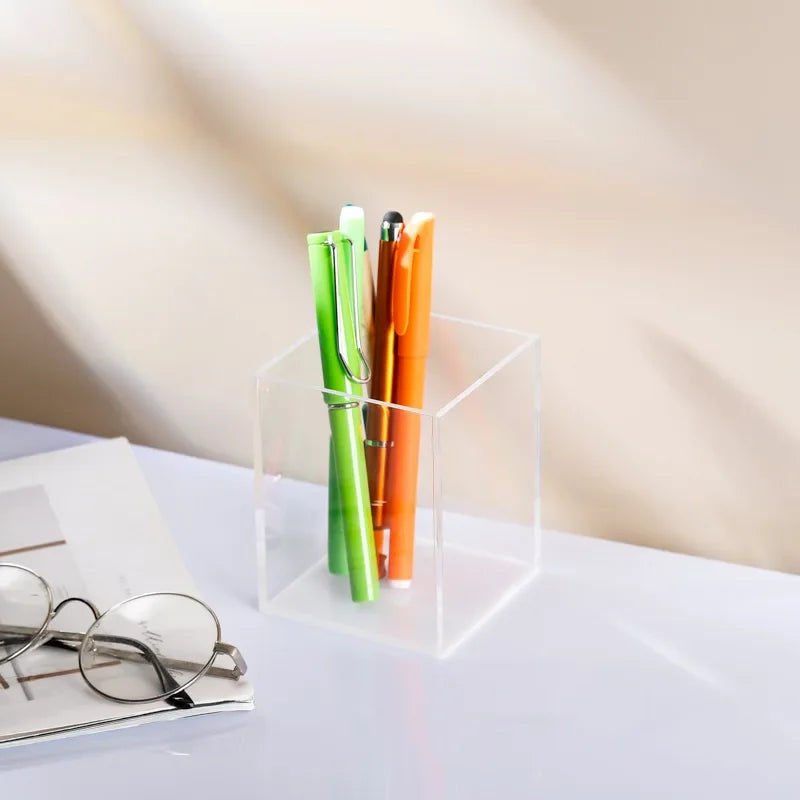 Transparent Color Acrylic Pen Holder Small Transparent white