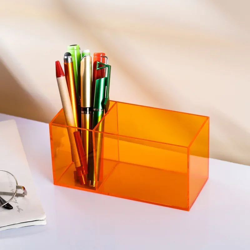 Transparent Color Acrylic Pen Holder Large Orange