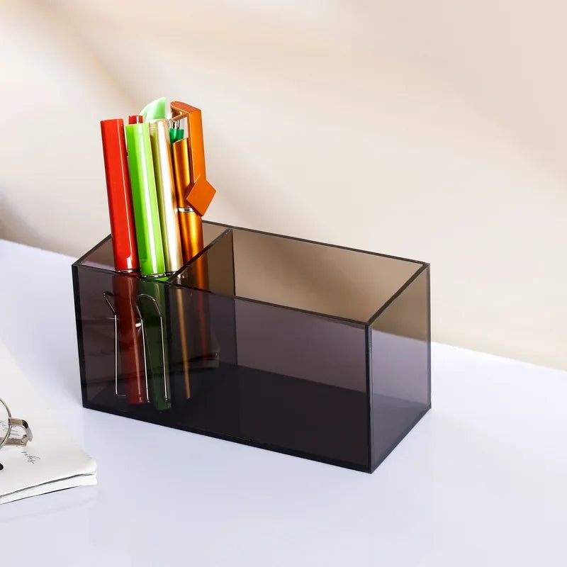 Transparent Color Acrylic Pen Holder Large Black