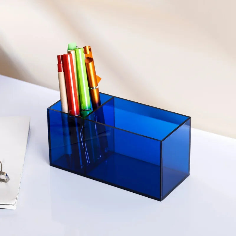 Transparent Color Acrylic Pen Holder Large Blue
