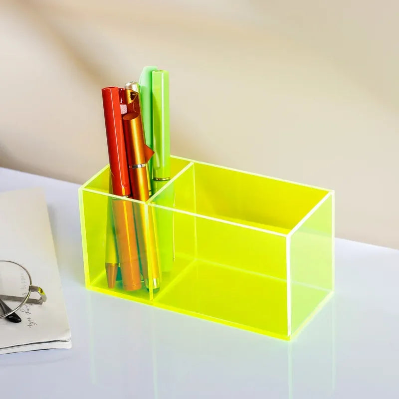 Transparent Color Acrylic Pen Holder Large Yellow