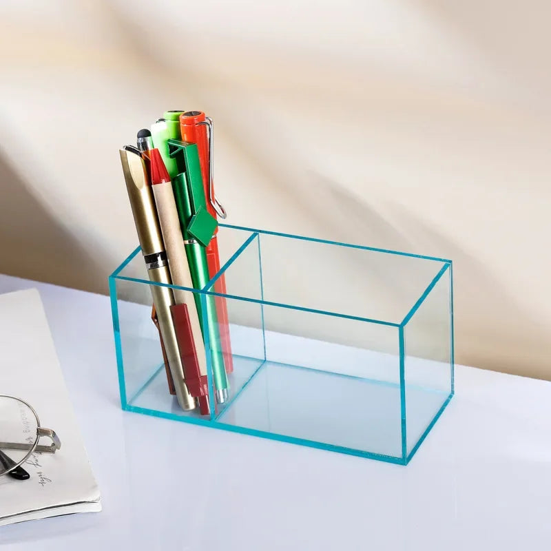 Transparent Color Acrylic Pen Holder Large Light blue