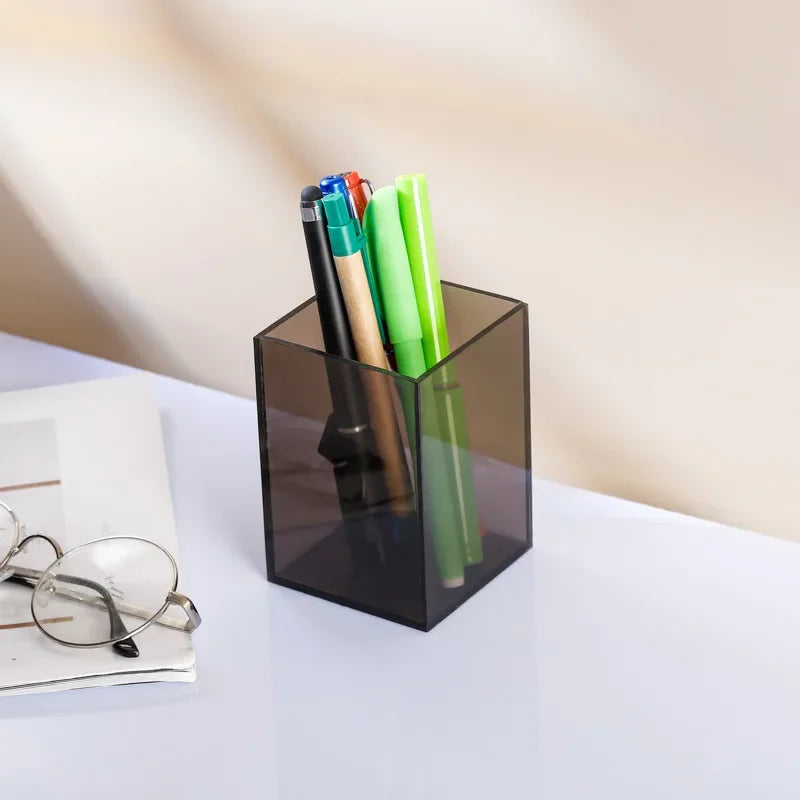 Transparent Color Acrylic Pen Holder Small Black